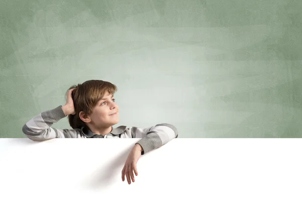 Boy with blank board — Stock Photo, Image