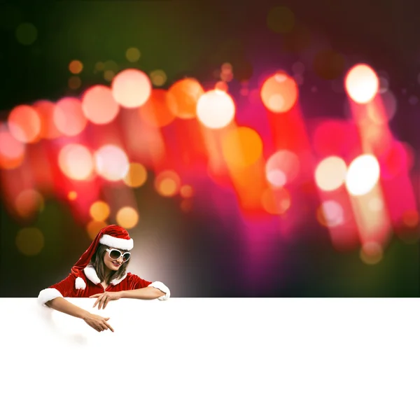 Santa nő üres banner — Stock Fotó