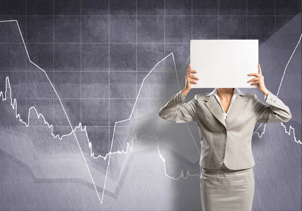 Businesswoman and graphs at background — Stock Photo, Image