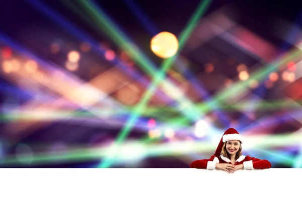 Santa vrouw met lege banner. — Stockfoto