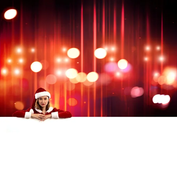 Santa vrouw met lege banner. — Stockfoto