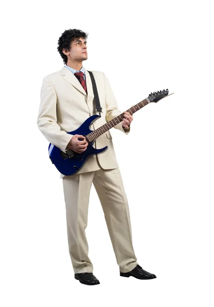 Uomo d'affari che suona la chitarra — Foto Stock