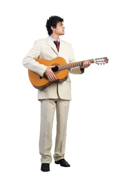Affärsman spela gitarr — Stockfoto