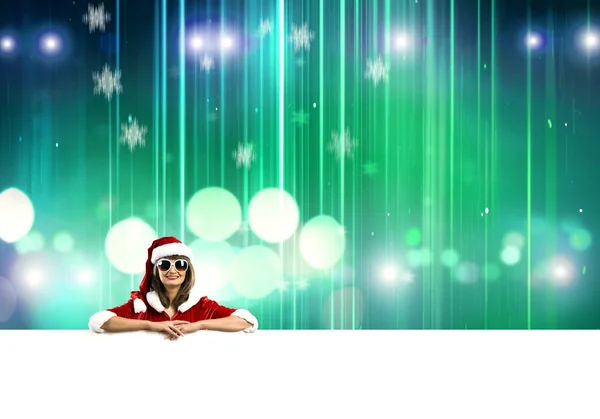 Santa nő üres banner. — Stock Fotó