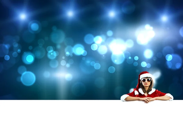 Santa nő üres banner — Stock Fotó