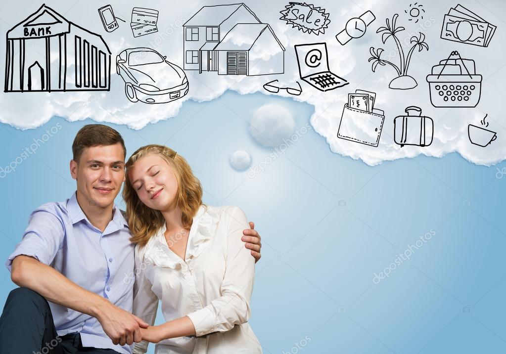 happy family couple dreaming