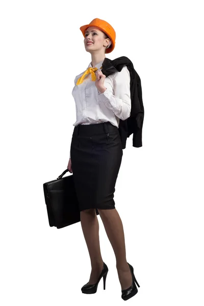 Female engineer with suitcase — Stock Photo, Image