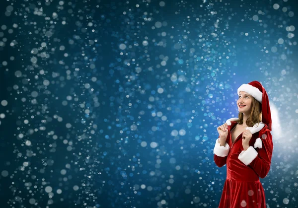 Brunette woman in santa clothes — Stock Photo, Image