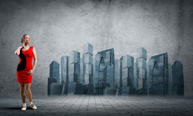 Kırmızı elbise giymiş balet