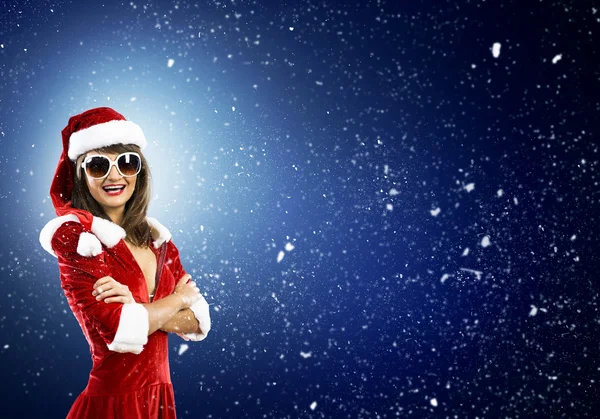 Brunette woman in santa clothes — Stock Photo, Image