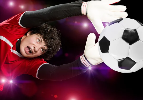 Goalkeeper catching ball — Stock Photo, Image