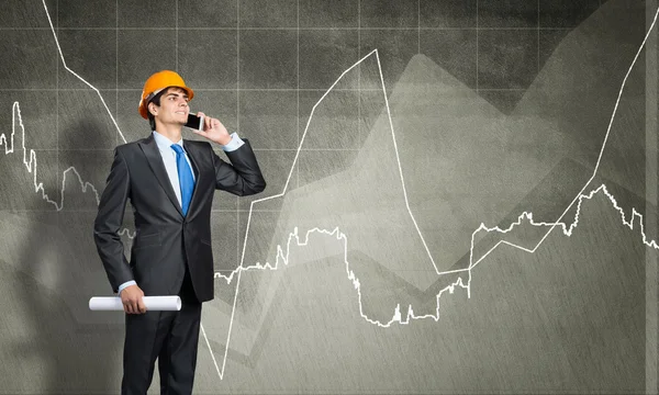 Young engineer wearing helmet — Stock Photo, Image