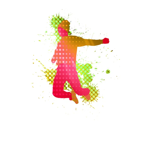 Farbenfrohe tanzende Silhouette — Stockfoto