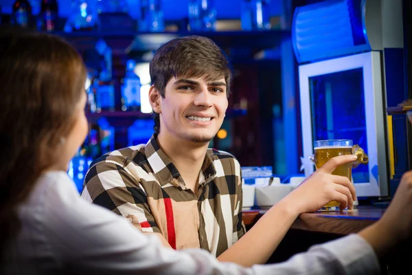 Portrait of a young man at the bar — Stock Photo, Image