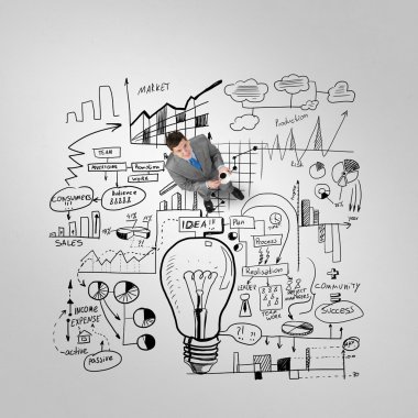 işadamı kahve fincanı ve plan