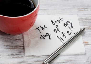 kahve ve peçete yazıları ile