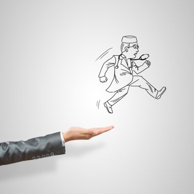 İçinde kadın palmiye çizilmiş işadamı