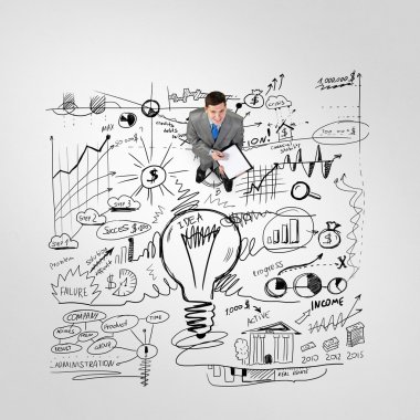 işadamı ile klasör ve plan