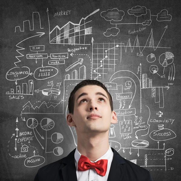 Young man wearing red bowtie — Stock Photo, Image