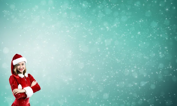 Brunette woman in santa clothes — Stock Photo, Image