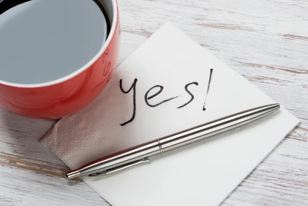 Message written on napkin — Stock Photo, Image