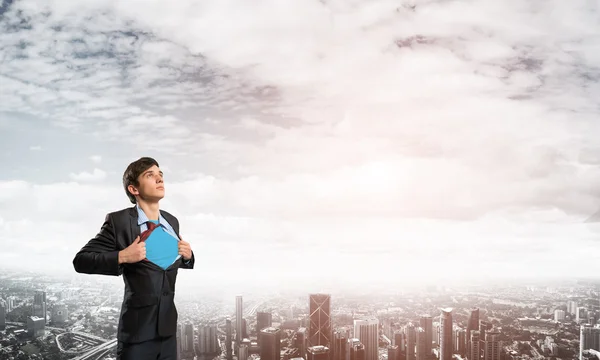 Office worker opening shirt — Stock Photo, Image