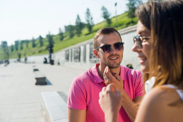 Couple having date outdoors — Stock Photo, Image