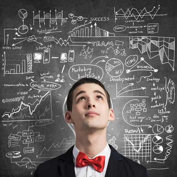 Young man wearing red bowtie — Stock Photo, Image