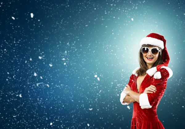 Brunette woman in santa clothes — Stock Photo, Image