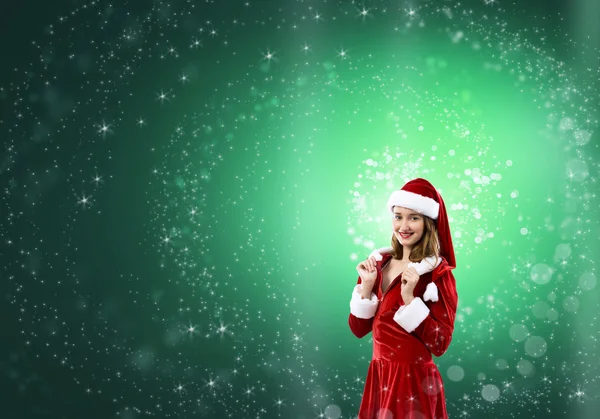 Brunette woman in santa clothes — Stock Photo, Image