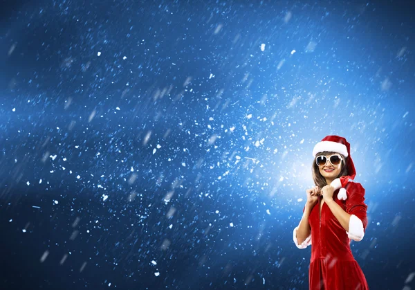 Brunette woman in santa clothes — Stock Photo, Image