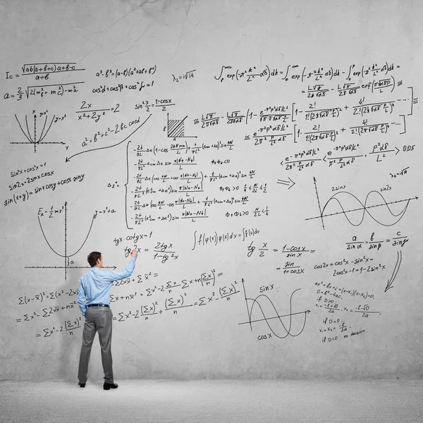 Man draw science formulas — Stock Photo, Image