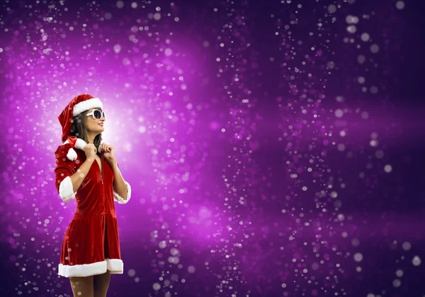 Brunette woman in santa clothes — Stock Photo, Image
