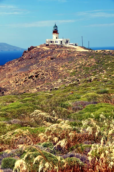 Старий покинутий маяк на грецькому острові Міконос, Греція Стокове Зображення