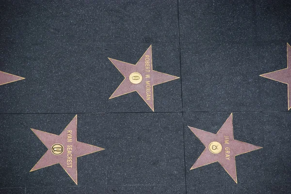 Kuşbakışı görünüme bazı yıldızların Hollywood, Los Angeles Şöhret Kaldırımı — Stok fotoğraf