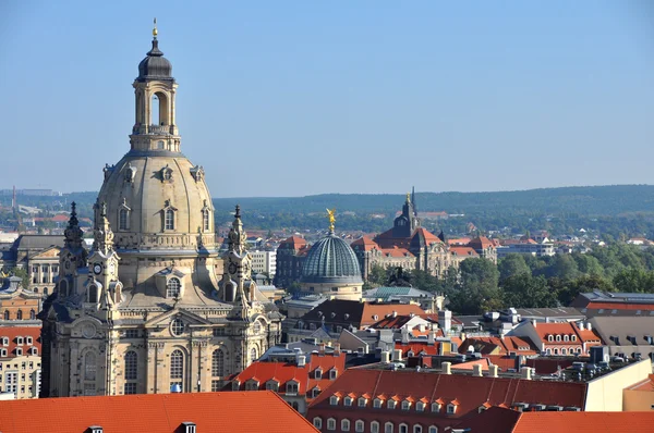 Widok na Drezno wih Frauenkirche, Niemcy — Zdjęcie stockowe