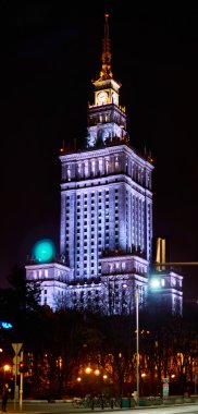 Warsaw, Poland - March 28, 2016: The Palace of Culture and Science. Polish: Palac Kultury i Nauki, also abbreviated PKiN. clipart