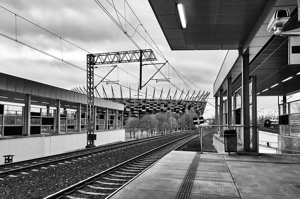 Warsaw, Poland - April 09, 2016:  Warszawa Stadion railway station, located in the district of Praga Poludnie — Stock Photo, Image