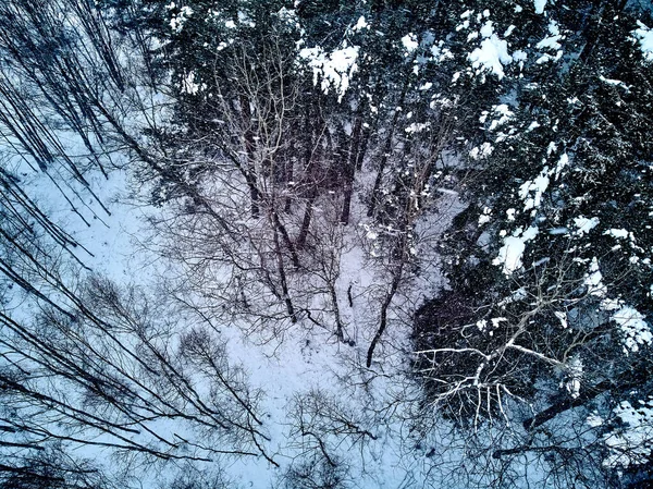 Hermosa Vista Panorámica Dron Aéreo Sobre Paisaje Invernal Las Montañas —  Fotos de Stock