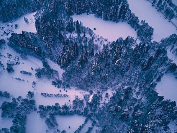 Hermosa Vista Panorámica Dron Aéreo Sobre Paisaje Invernal Las Montañas —  Fotos de Stock