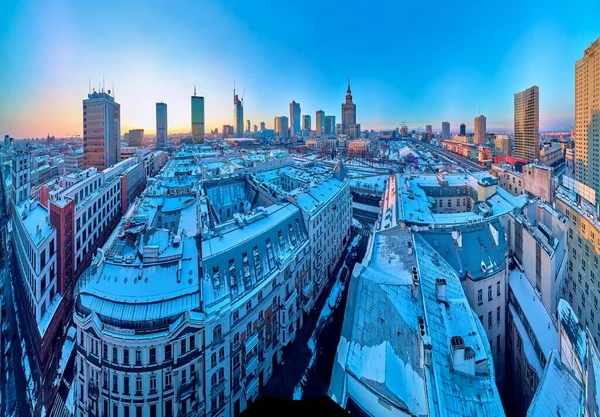Warsaw Lengyelország Január 2021 Gyönyörű Panoráma Drón Kilátás Varsó Város — Stock Fotó