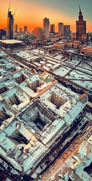 Warsaw Polonia Gennaio 2021 Bellissima Vista Panoramica Sul Drone Aereo — Foto Stock