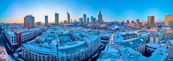 Варшава Польша Января 2021 Красивый Панорамный Вид Небоскребы Варшавы Pkin — стоковое фото
