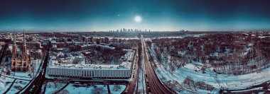 St. Florian Katedrali, Varşova, Polonya ve AB 'ye güzel panoramik hava aracı görüntüsü