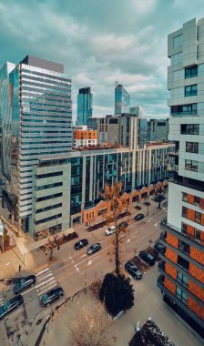 Gökdelenleri, Polonya ve AB ile Varşova Şehir Merkezi 'nin güzel panoramik hava aracı görüntüsü