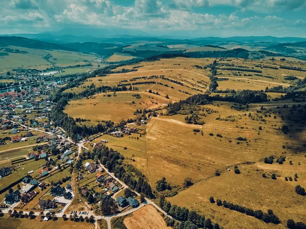 Beautiful Aerial Panoramic View Pieniny National Park Poland Sunny Day — Stock Photo, Image