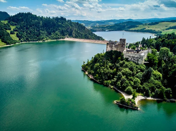 Belle Vue Panoramique Aérienne Château Niedzica Également Connu Sous Nom — Photo