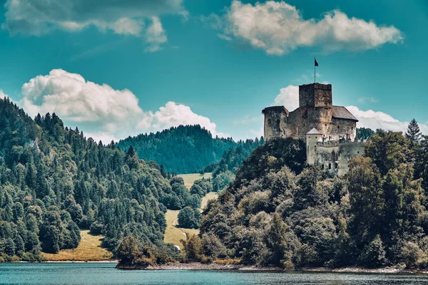 Bela Vista Panorâmica Aérea Castelo Niedzica Também Conhecido Como Castelo — Fotografia de Stock