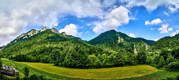 Beautiful Aerial Panoramic View Pieniny National Park Poland Sunny Day — Stock Photo, Image