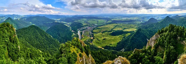 Beautiful Aerial Panoramic View Pieniny National Park Poland Sunny Day — Stock Photo, Image